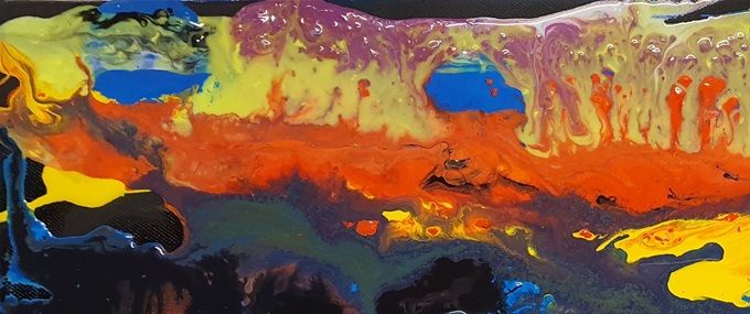 Abendstimmung in Weggis, Acryl auf Leinwand, 58 x 25 cm, 2021/500