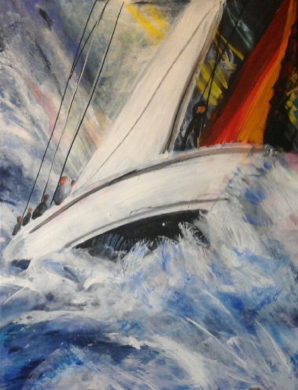 im Sturm des Lebens, 57 x 76 cm, Acryl auf Leinwand, 2019